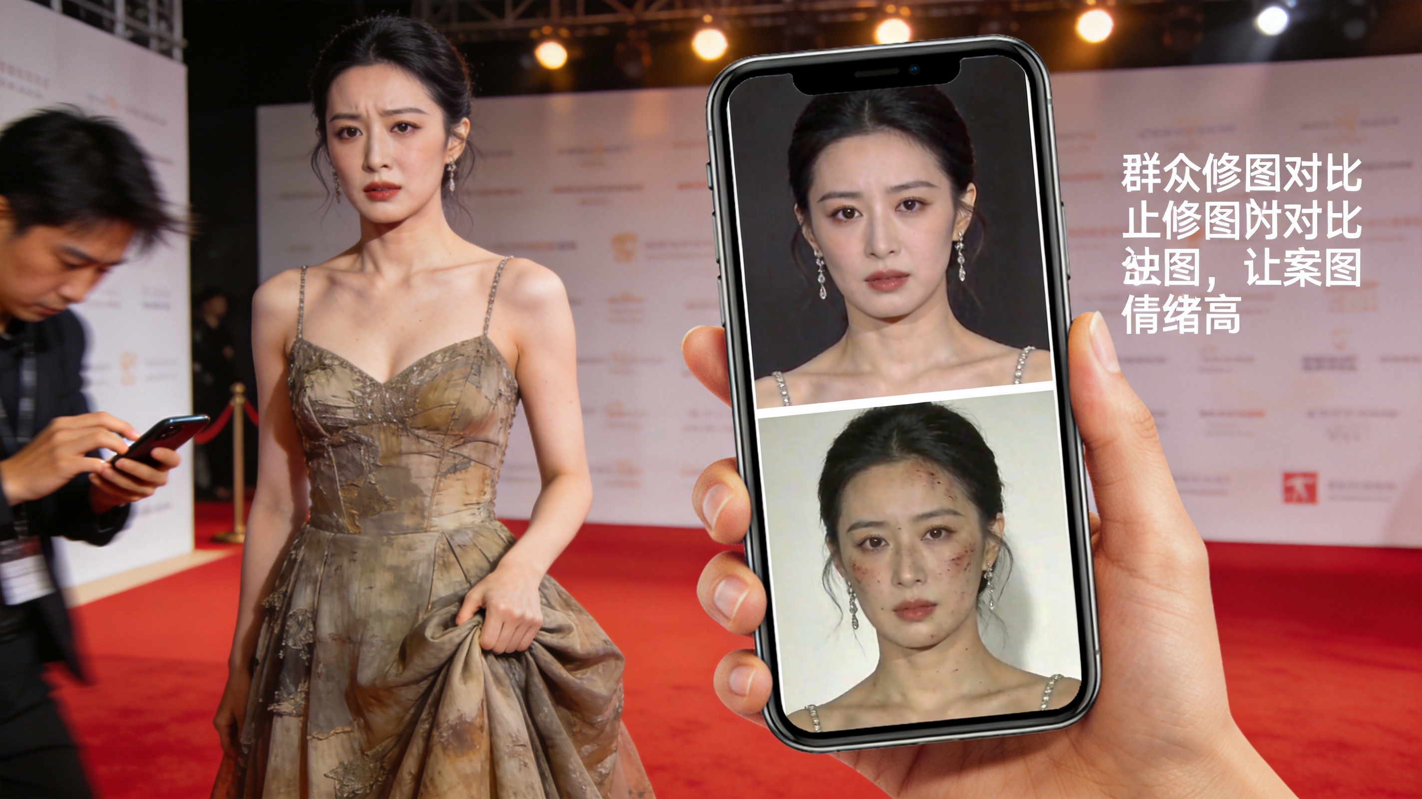 某女星紅毯造型翻車